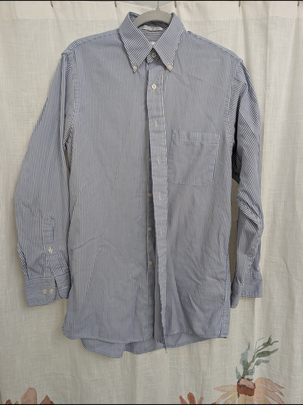 Van Heusen Blue White Pinpoint Oxford Button Down Shirt 15 32/33 Medium